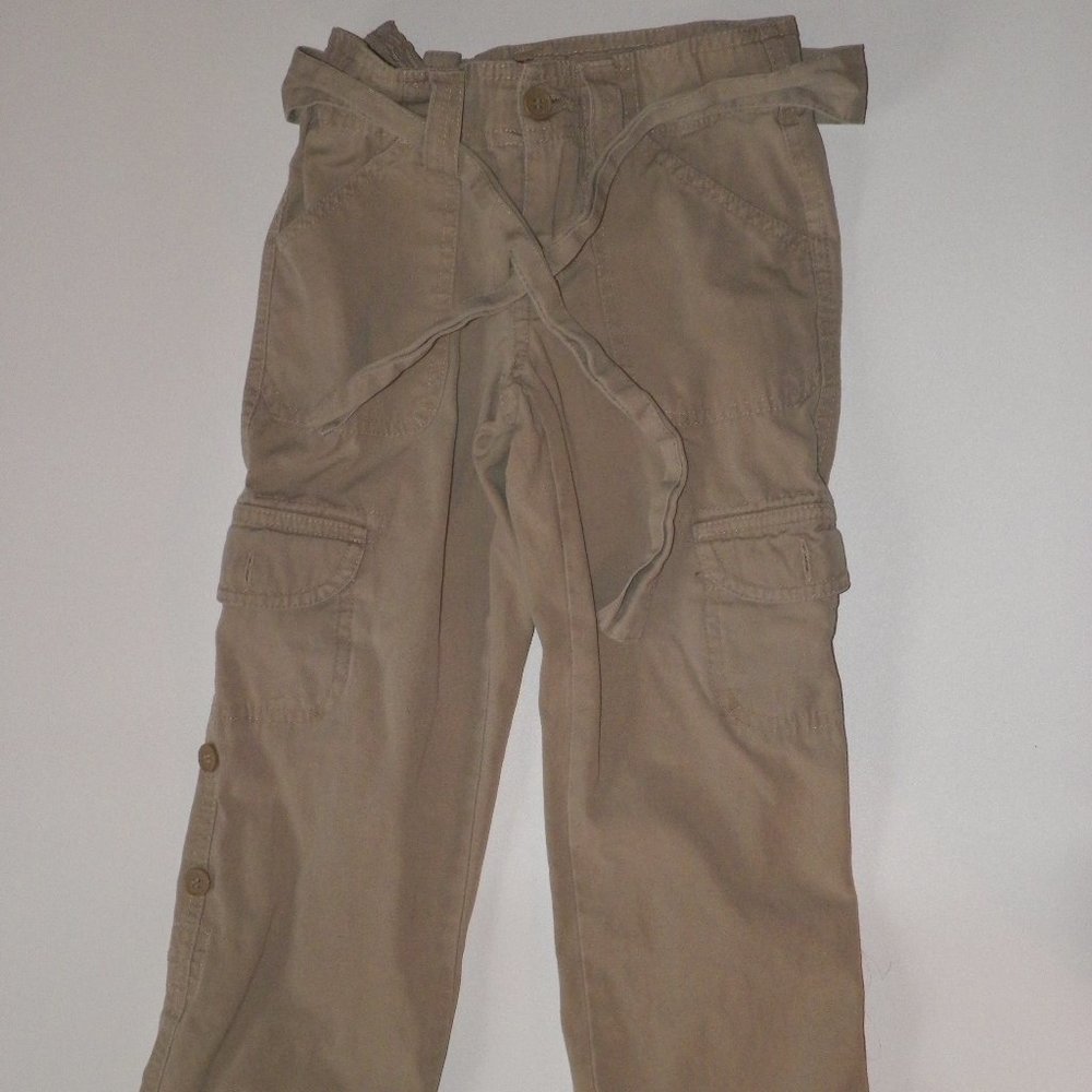 Faded Glory Girls Khaki Cargo Pants w/ Belt SZ 6